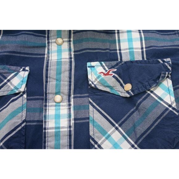 Hollister Western Pearl Snaps Cowboy Shirt Plaid Long Sleve Mens Size Medium - Picture 6 of 8